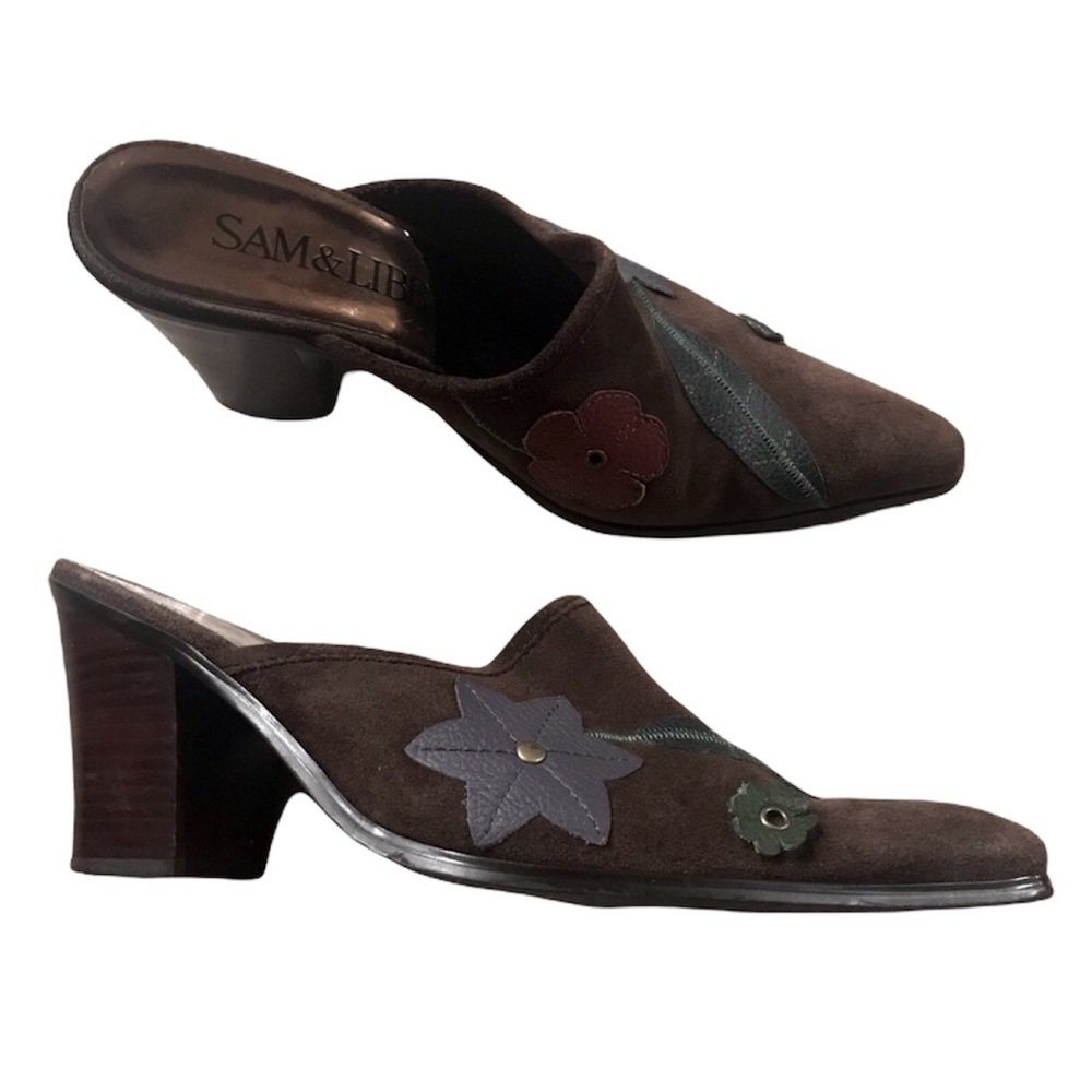 Sam & Libby Set Me Up brown floral Embellished Mules size 8
